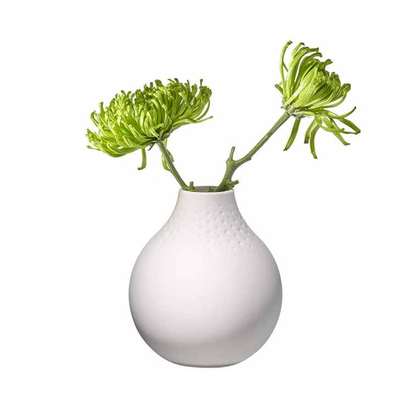 Vase de table Procelain, H 4,75 po x l 4,5 po x P 4,5 po, Blanc mat