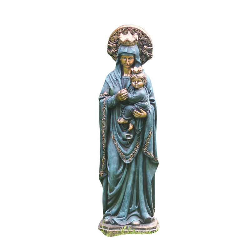 48 po Grande statue de jardin en bronze antique Notre-Dame du Perpétuel Secours, Brun