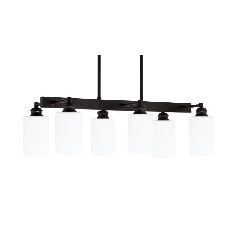 Barre d'éclairage 6 lumières Edge au fini espresso avec verre mousseline blanc 4 po