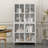 Brandol Metal Storage Cabinet with Tempered Glass Doors, Adjustable Shelves and Anti-Tipping Device-2133145005