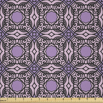 Dashonna Minimal Grid Form of Continuous Curvy Edged Squares Multi-Purpose Fabric