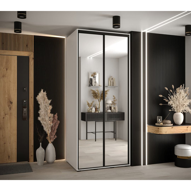 Aylamae 2 Door Manufactured Wood Wardrobe, White