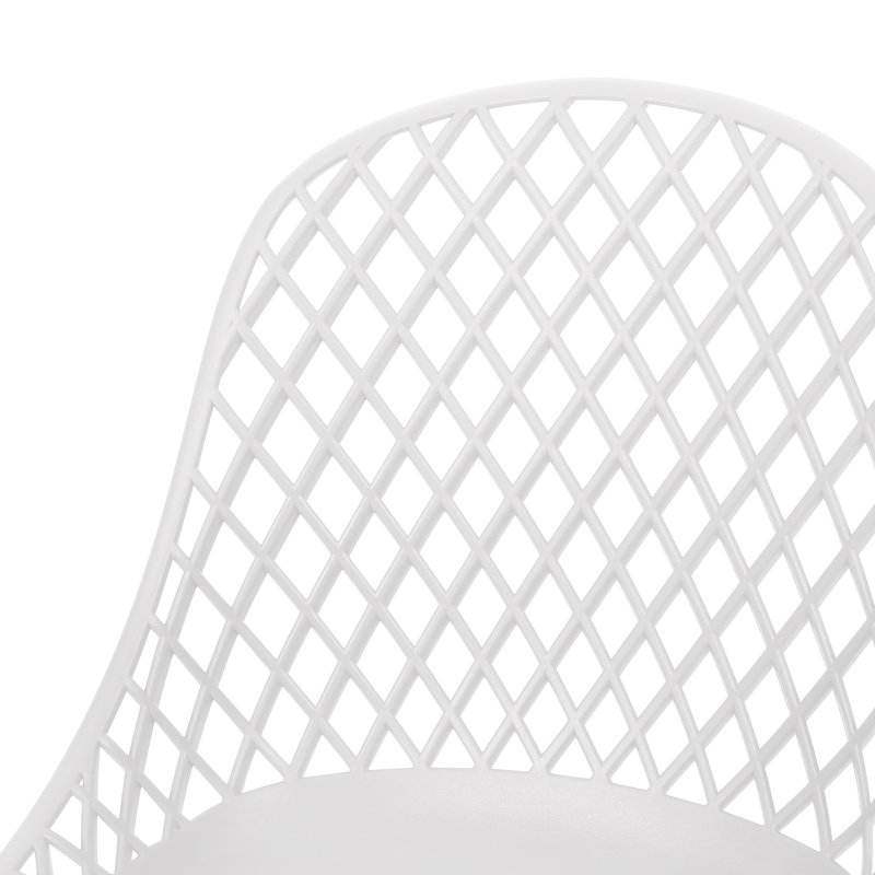 Chaises de salle à manger d'extérieur en blanc - matériau en polypropylène, structure stable et polypropylène de style maille diamant