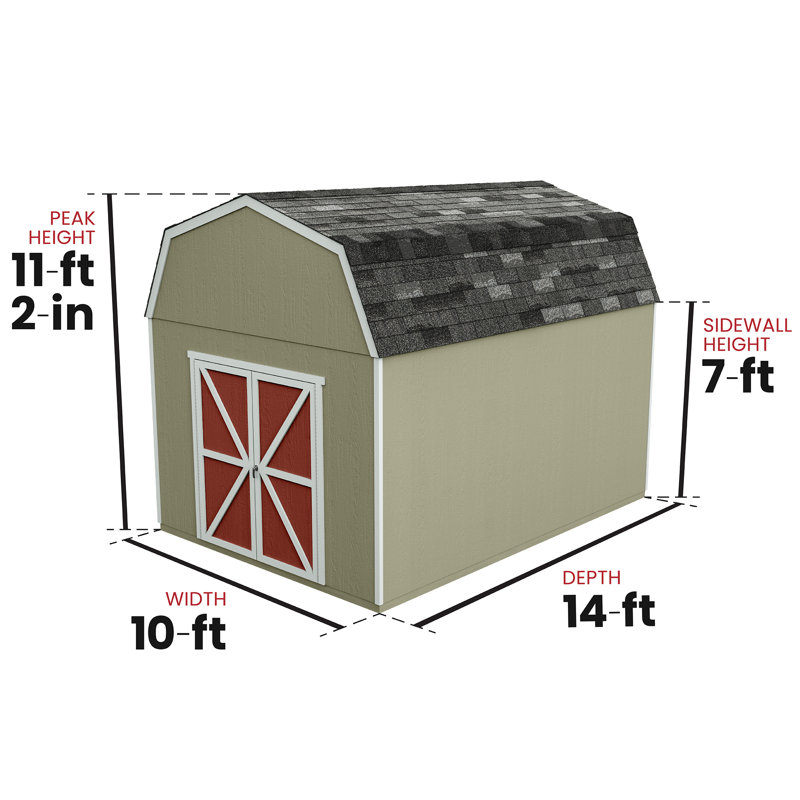 Braymore Wood Storage Shed, No, 10' W x 14' D, With Floor