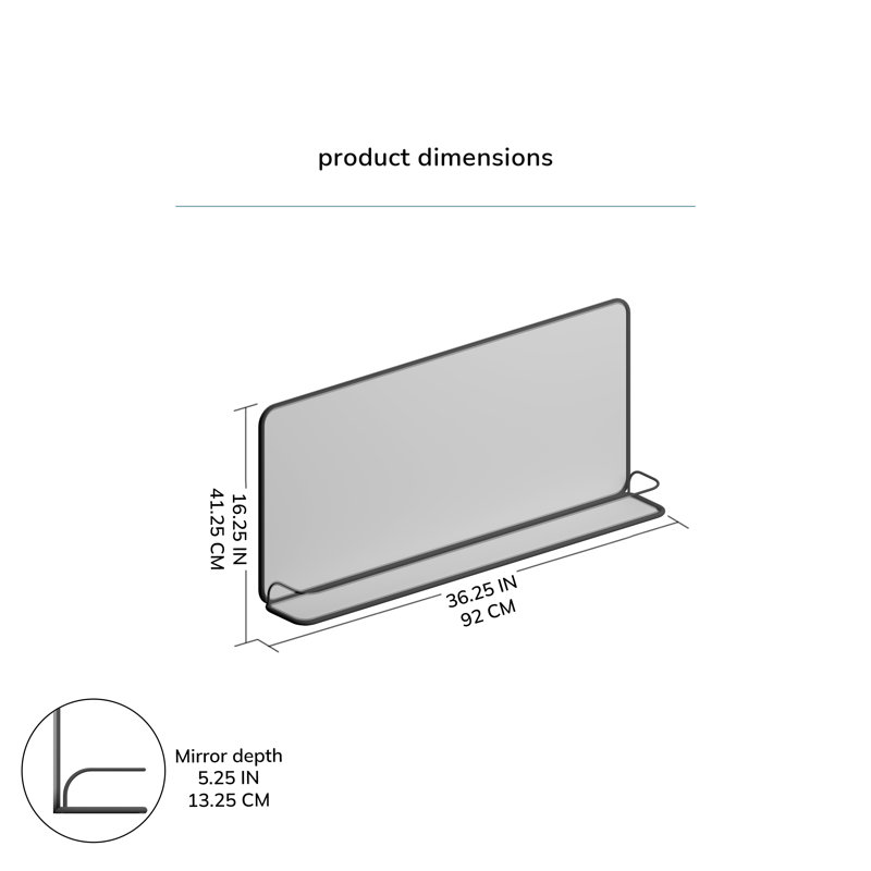 Imane Rectangle Wall Mounted Mirror with Shelf
