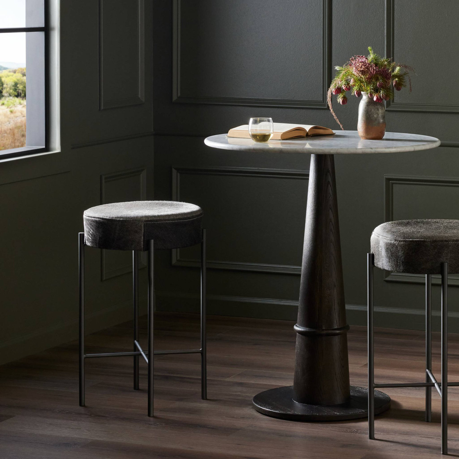Eugenia " Bar Stool, Speckled Hide - Black & White, Counter Stool (26" Seat Height)