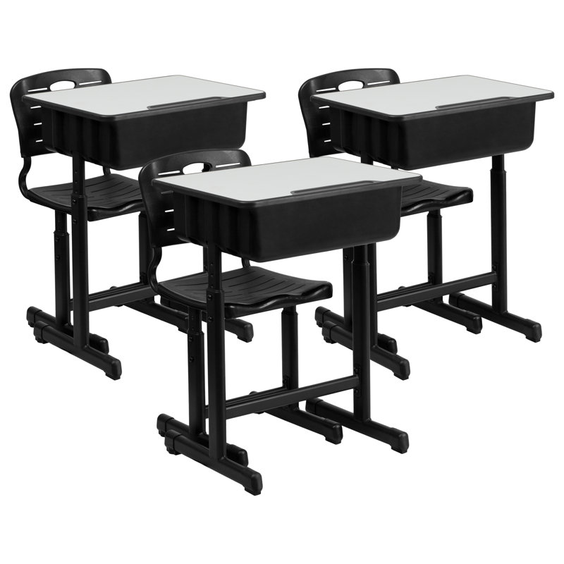 Goddard Adjustable Height Student Desk and Chair with Pedestal Frame