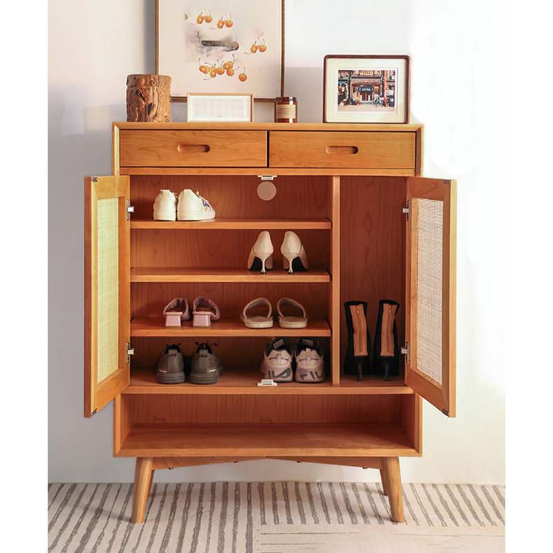 Armoire à chaussures moderne en bois de cerisier minimaliste moderne