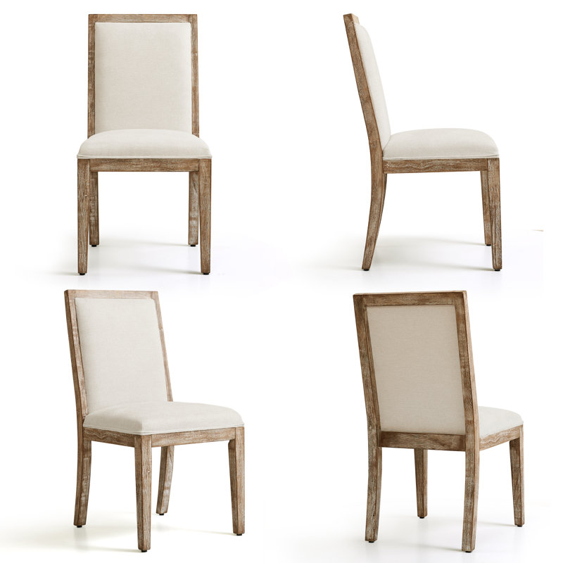 Chaise rembourrée en bois massif, Ivoire ivoire