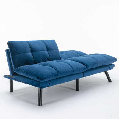 2 Seater Navy Blue Modern Bed, Adjustable Armrest, Small Apartments Bed With Parts, Soft And Upholstery