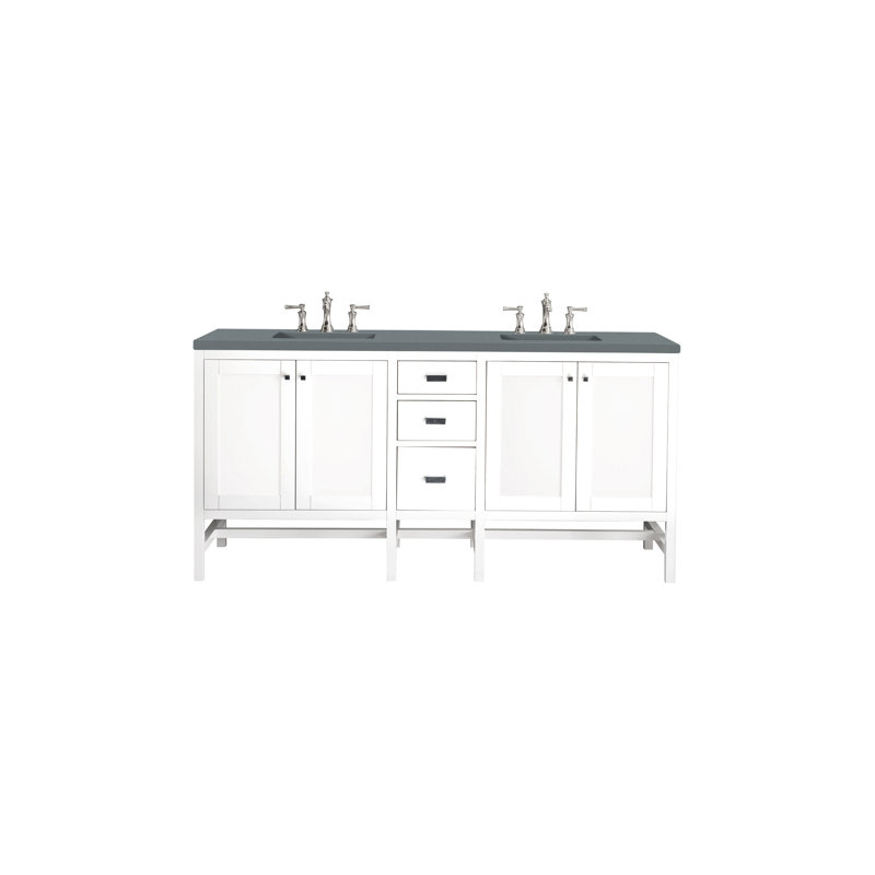 Addison 72'' W Double Vanity, Glossy White, 8" Widespread, Tajnar Eclos