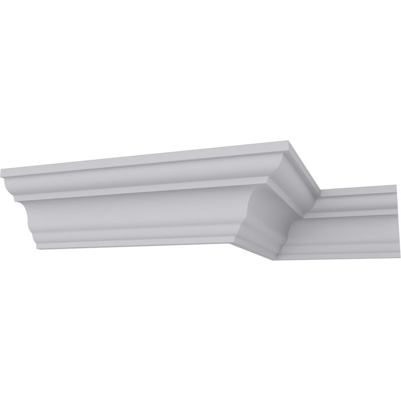 Ekena Millwork 3 in. x 3 in. x 94-1/2 in. Polyurethane Palmetto Smooth Crown Moulding