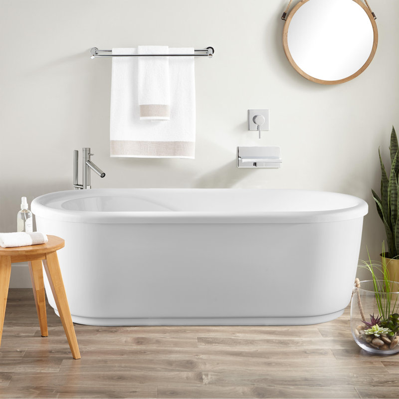 59" x 29.5" Freestanding Soaking Bathtub, 23" H x 67" L x 32" W