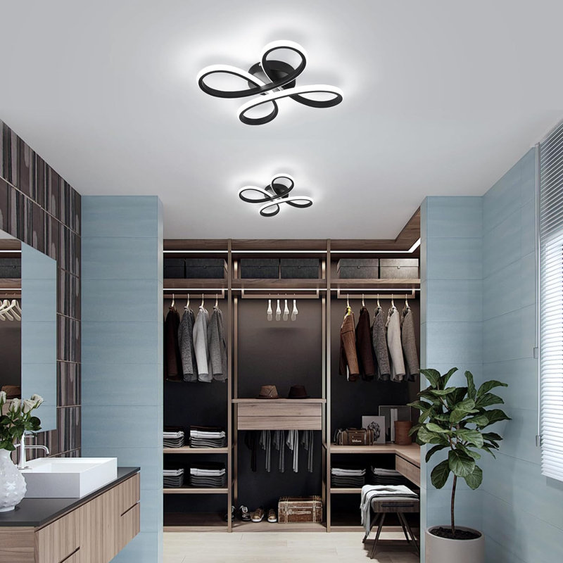 Camelia 4-Light Black LED Flush Mount, 6500K