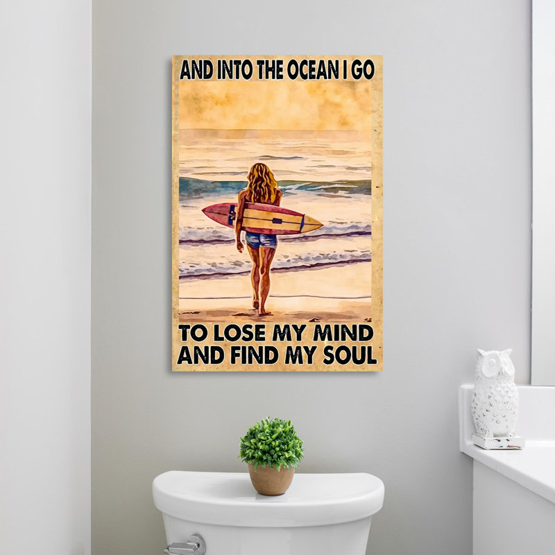 «Surfing and Into the Ocean I Go», impression sur toile tendue, L 11 po x H 14 po