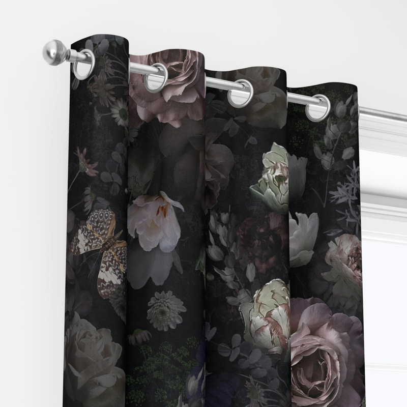 Floral 100% Blackout Curtains 2 Panels Set, 52" W x 63" L