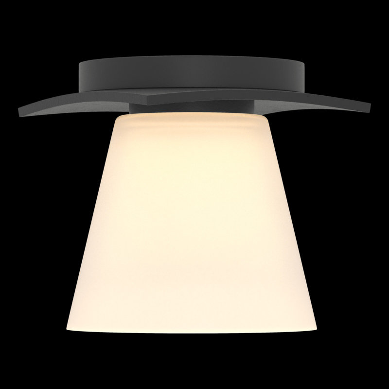 Wren 1 - Light 5.1" Simple Cone Flush Mount, Opal Glass, Black