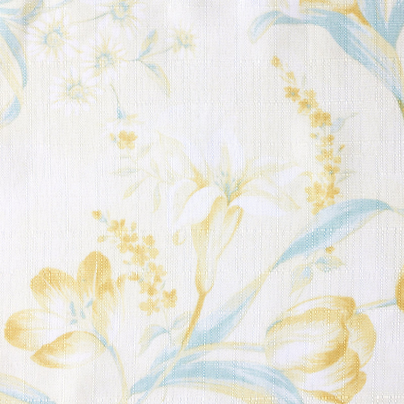Yellow Floral Light Filtering Polyester Rod Pocket Curtain Panel Pair