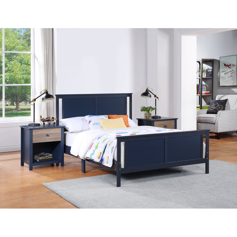 Lit Connelly pour chambre à coucher, Bleu très foncé, Lit double