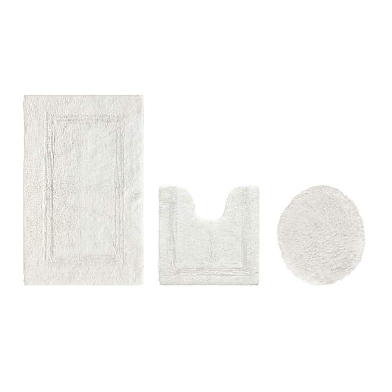 Annerose Premium 100% Cotton 3 Piece Bath Rug Sets, Machine Washable, Super Absorbent & Tufted Weave Reversible Bath Mat for Bathroom, Shower, and Tub, Oeko-Tex Certified Bathroom Rugs