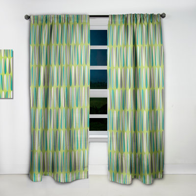 Retro Abstract Drops VI - Abstract Mid-Century Modern Blackout Curtain Single Panel