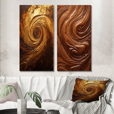 «Abstract Mocha Memories Spiral», ensemble de 2 reproductions d'art mural en métal