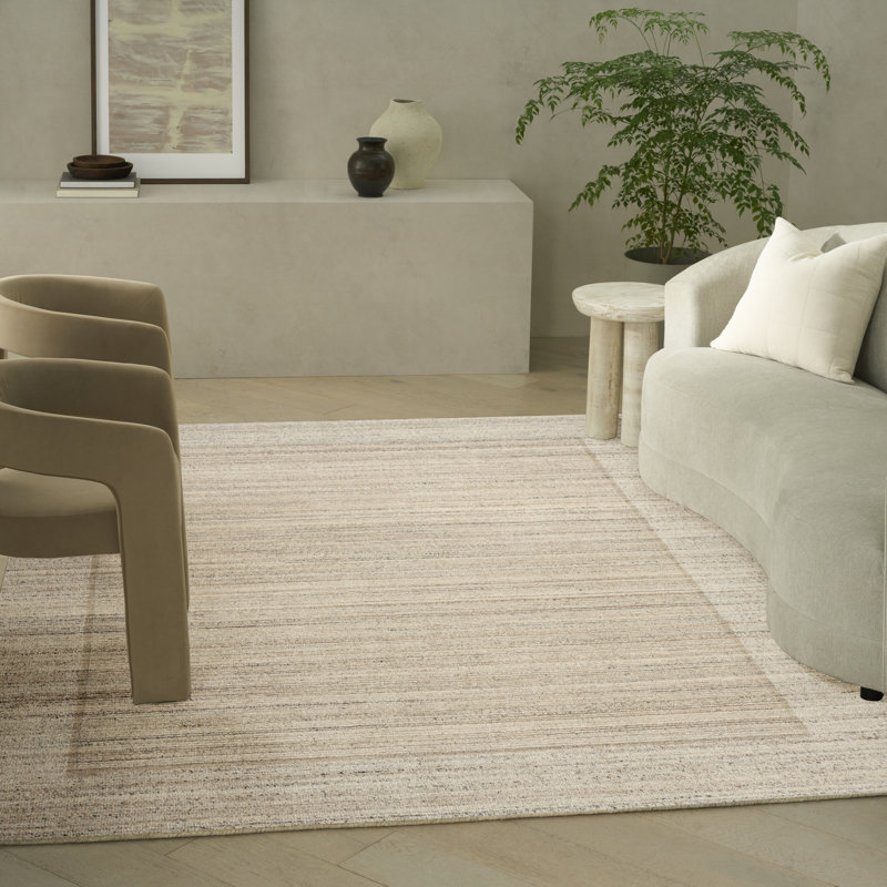 Calvin Klein CK082 Ridge 7'9" x 9'9" Beige Ivory Farmhouse Indoor Rug, Beige, Rectangle 7'9" x 9'9"