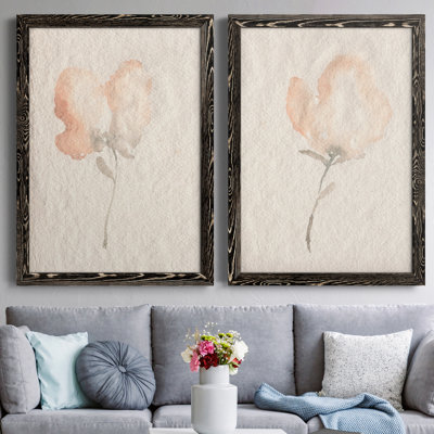 Fleur Petite I - Ensemble de 2 peintures sur toiles encadrées