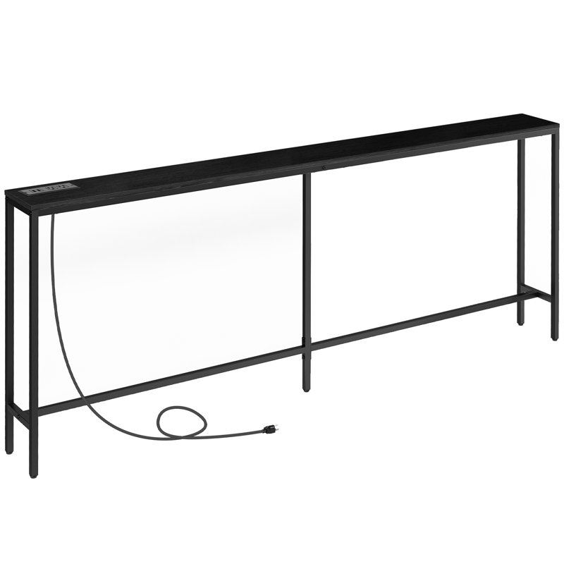 Console Table with Power Outlet Behind Couch Narrow Entryway Table, 31.5" H x 78.7" W x 7.8" D, Rustic Brown