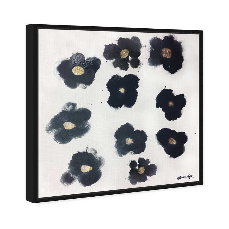 Coco's Gold Camellias - Graphic Art, 20" H x 20" W, Black Framed, No Mat