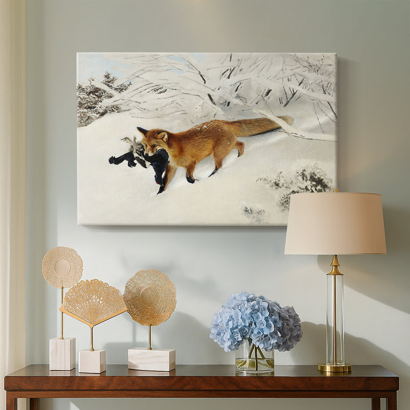 Fox with a Black Grouse-Bruno Liljefors-Gallery Wrapped Canvas-1899, 12x18