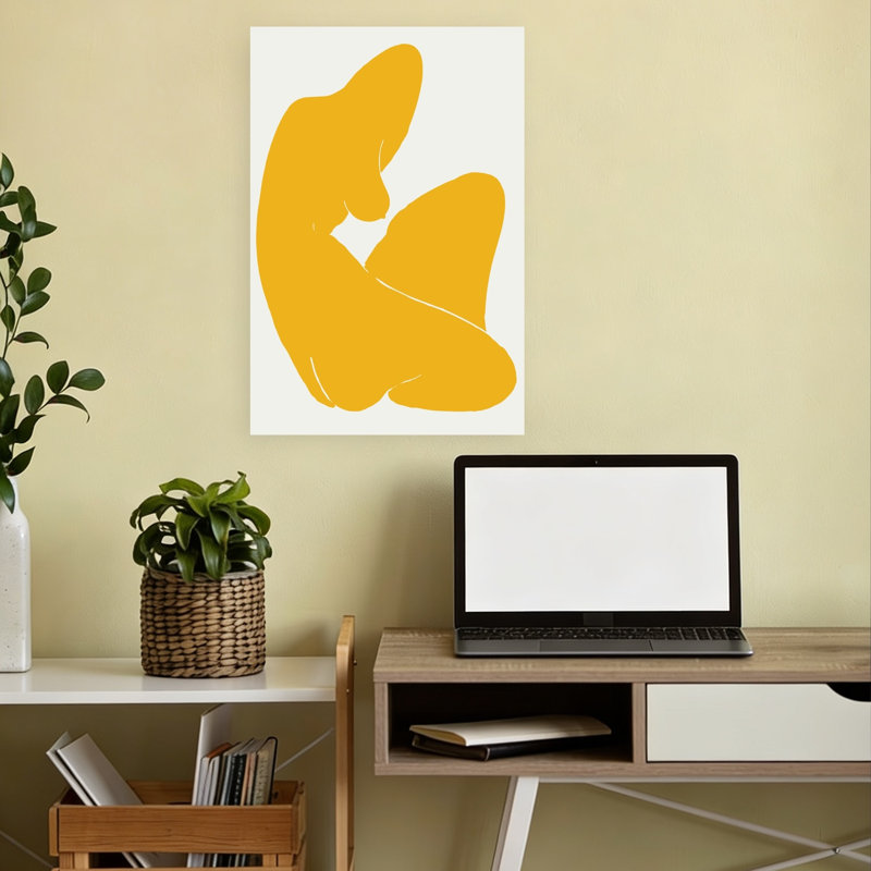 Yellow Abstract Woman Abstract Classic Wall Art Print, 45.72cm H x 30.48cm W
