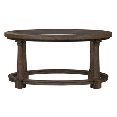Oval Glass-Top Coffee Table With Tapered Legs
