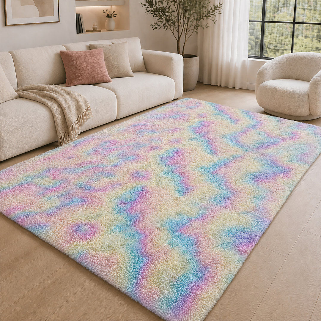 Aspire Homeware Rainbow Shaggy Area Rug Soft Plush Indoor Carpet