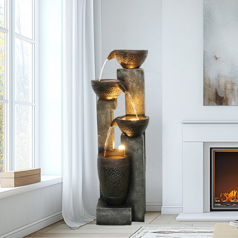 Serovpe Weather Resistant Floor Fountain with Light