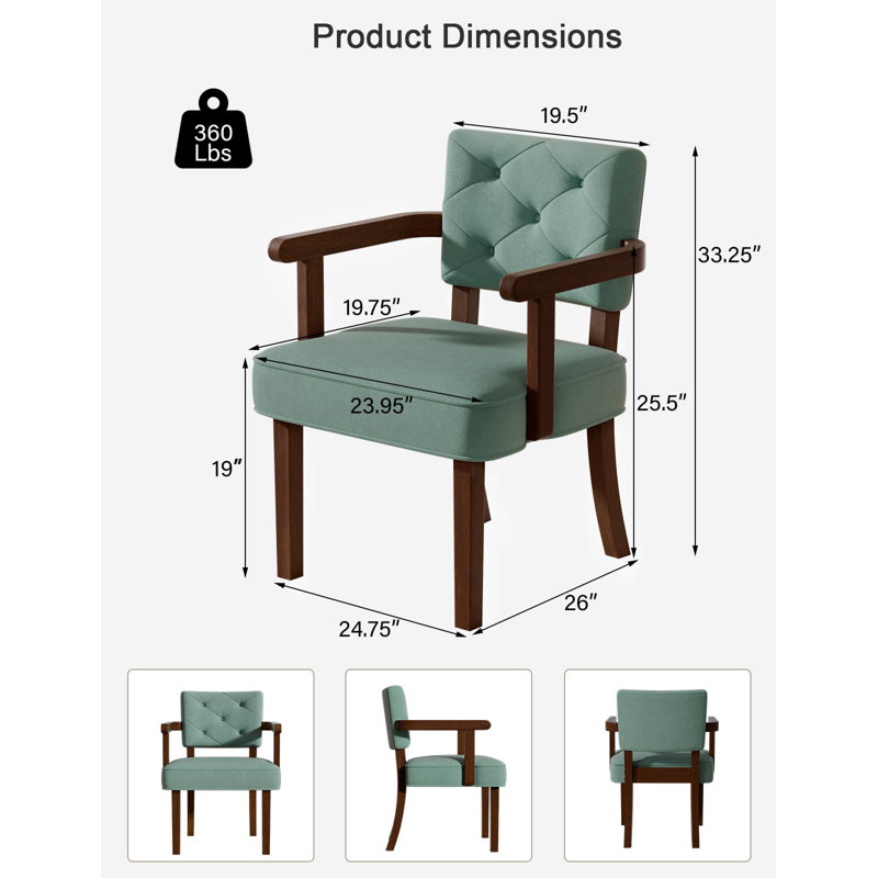 19" Tall Plush Corduroy Upholstered Solid Wood Lounge Chair (Set of 2), Green