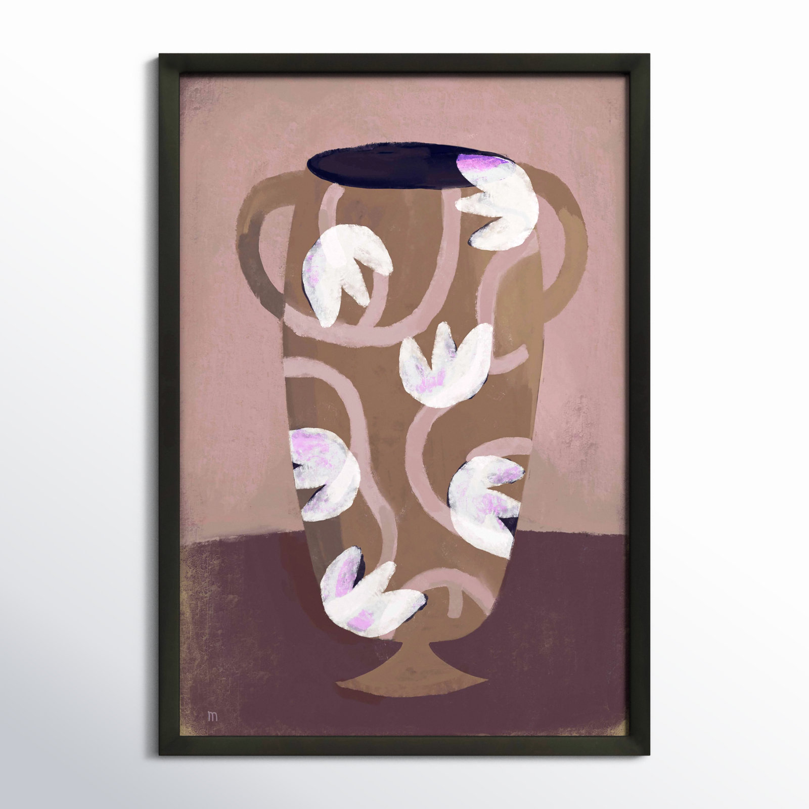 Flowered Vase Print by Marco Marella, 50" H x 35" W, Black Framed Paper