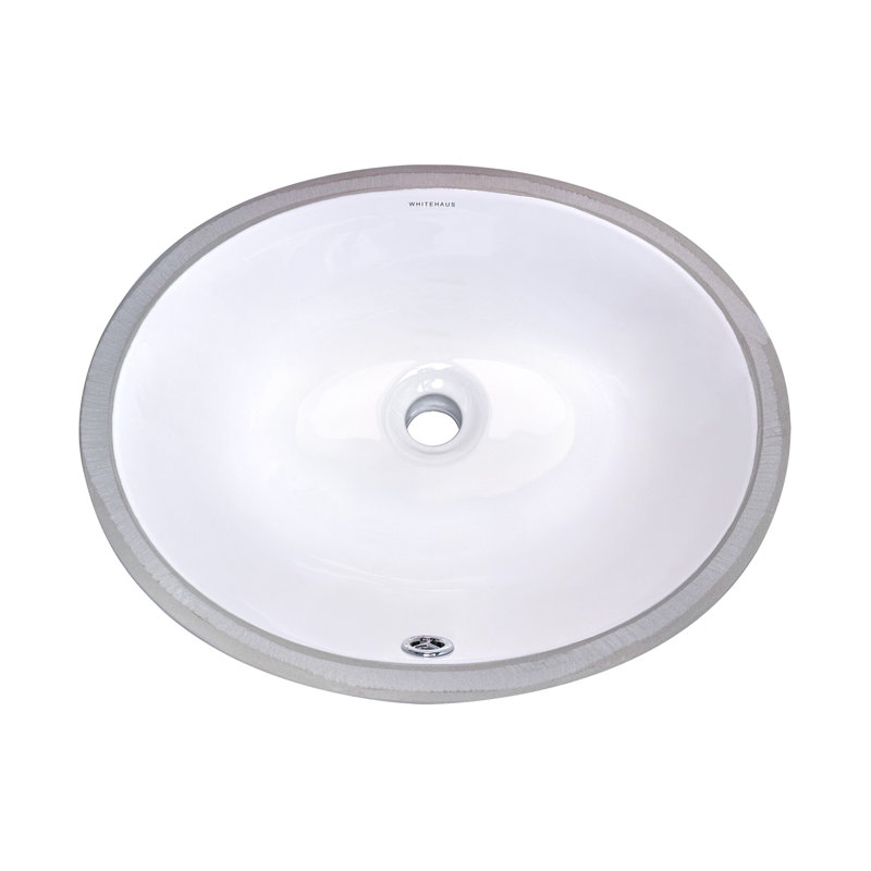  Whitehaus oval undermount basin with overflow and rear center drain location