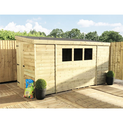 Pressure Treated 6 ft. 11 in. W x 22 ft. 10 in. D Solid Wood Tongue & Groove Pent Shed