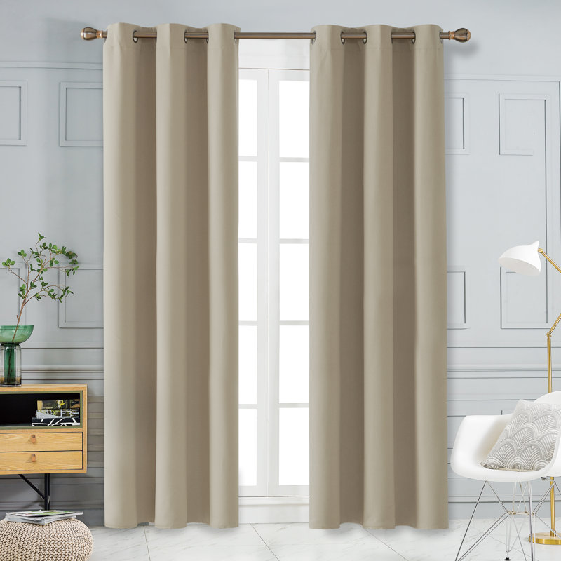 Lompoc Room Darkening Grommet Curtain Panels, 42" W x 95" L, Beige