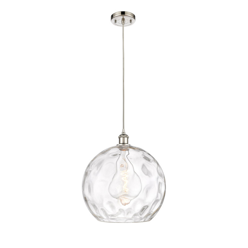 Luminaire suspendu sphère 1 lumière Roxane, DEL, H 16,88 po x l 13,75 po x P 13,75 po, Nickel poli