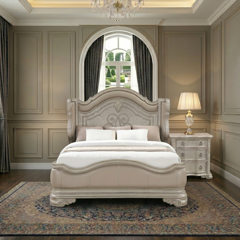 Mcgrath King 2 pièces champagne, 2 Pcs: Bed, Nightstand, Très grand lit