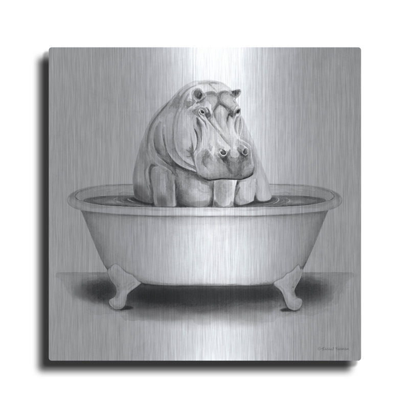 Trinx «Hippo in Tub» par Rachel Nieman, art mural en métal, H 12 po x l 12 po