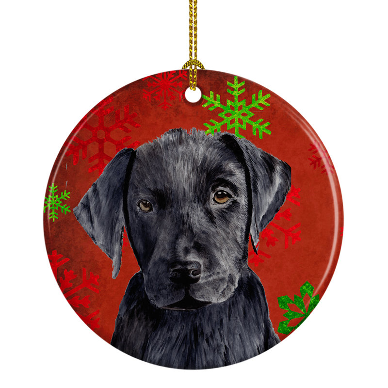 Ornement figurine suspendue en céramique labrador flocons de noël