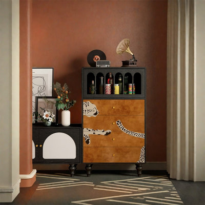 Storage Cabinet with Four Drawers and One Door