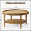 Table basse 31,3 "Jack avec tablette de rangement et pieds en bois massif Jack