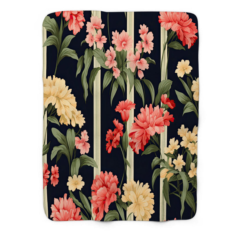 Flower Fence Frenzy - jeté de qualité supérieure en sherpa 1 pièce, 60 po x 80 po