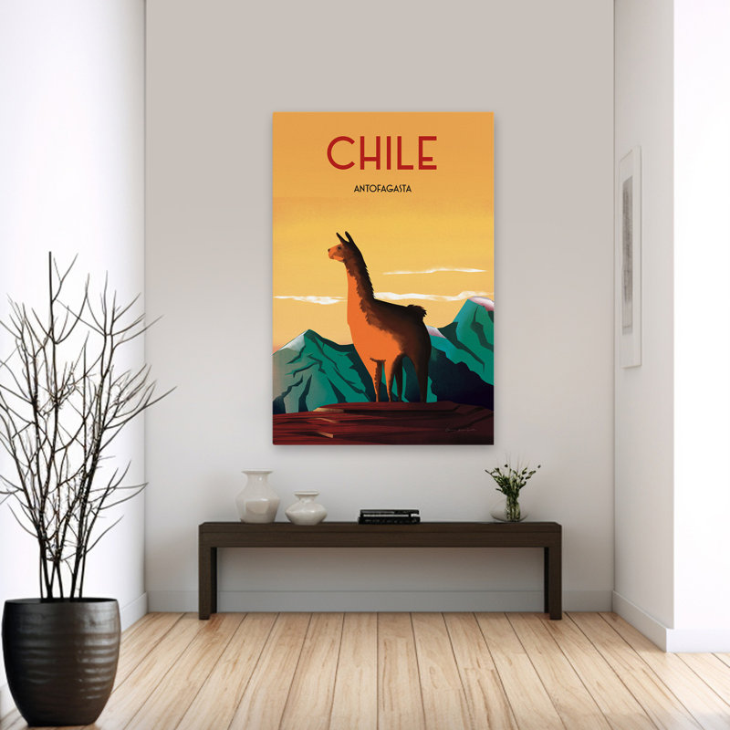 Chili - Aventures alpagas, art du Chili, H 60 po x l 40 po