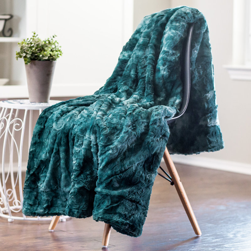 Couverture tissée , Bleu sarcelle, L 65 po x L 50 po