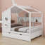 Lit de maison en bois avec lit gigogne, conception moderne pour enfants avec tablette de rangement-440953663-440953660